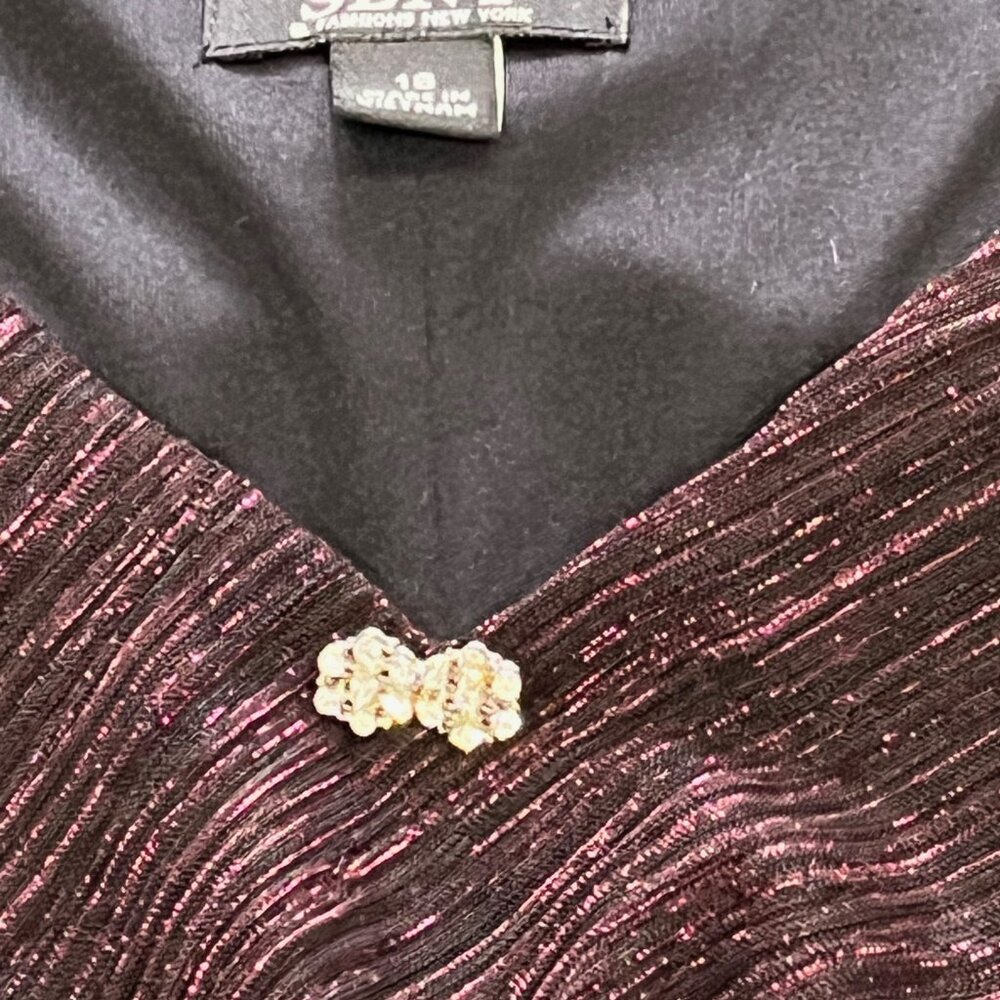 SLNY Metallic Plum Layered Ruffle Dress - Picture 3 of 9